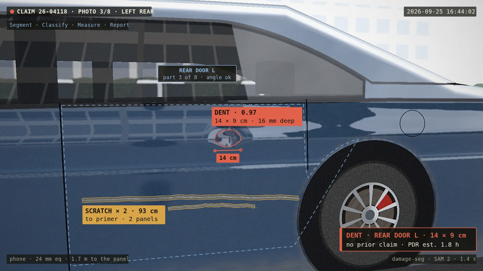 AI-generated camera view: Insurance & damage inspection