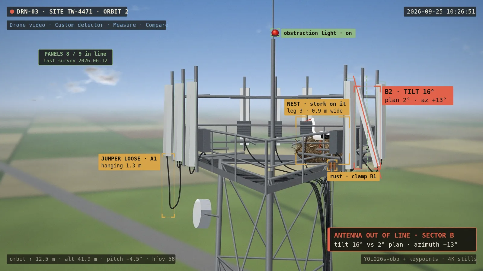 AI-generated camera view: Telecom towers